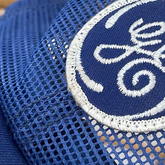 Vintage 80s General Electric GE Mesh Trucker Snapback Hat Patch Made In USA Cap - Picture 14 of 14